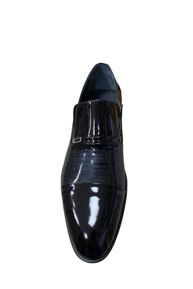 güven kundura Erkek Siyah Hakiki Deri Rugan Ayakkabı - Resim 4