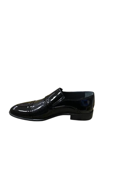 güven kundura Erkek Siyah Hakiki Deri Rugan Ayakkabı - Resim 2