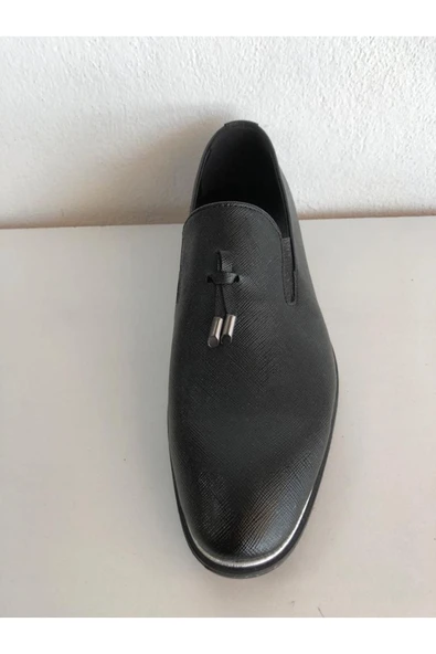 Eray Erkek Siyah Püskküllü Baskılı Ayakkabı - Resim 2