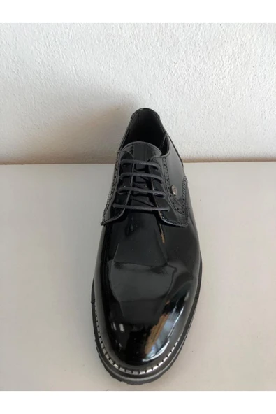 By Falcon Erkek Siyah Rugan Bağcıklı Ayakkabı - Resim 2