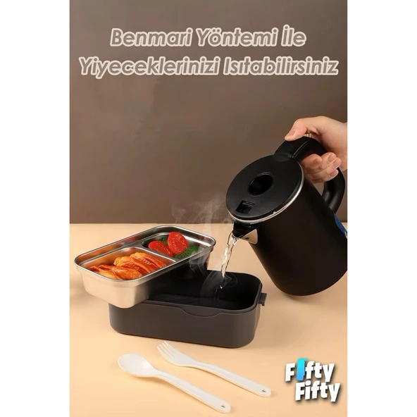 Vagonlife 1350 ml Iki Kat Üç Bölme Paslanmaz Çelik Lunch Box Yeni Nesil Sefer Tası-Sos Kaseli MODEL-FFLBOX10110-2S - 4