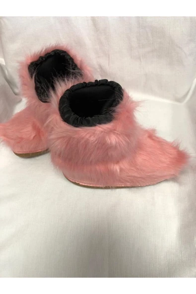 güven kundura Pembe Tüylü Kadın Ev Botu - 2