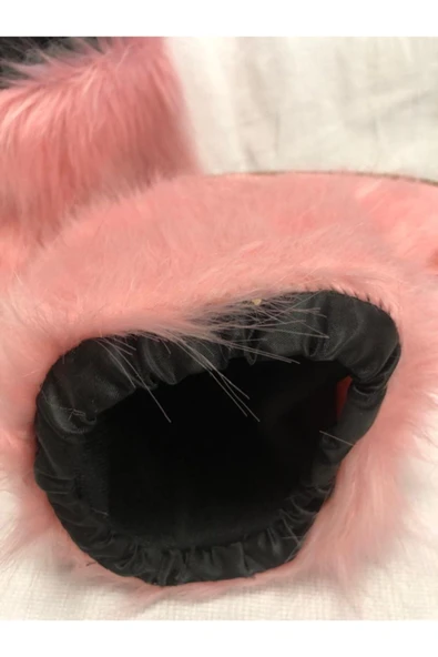 güven kundura Pembe Tüylü Kadın Ev Botu - 3