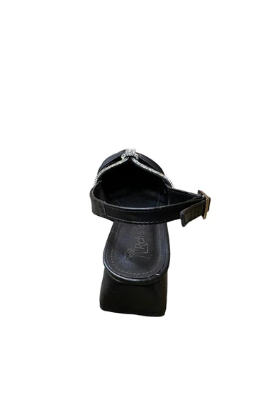 AYEM Kadın Taşlı Fiyonklu Arkası Açık Babet - Resim 8