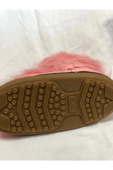 güven kundura Pembe Tüylü Kadın Ev Botu - 5