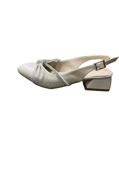 AYEM Kadın Taşlı Fiyonklu Arkası Açık Babet - Resim 4