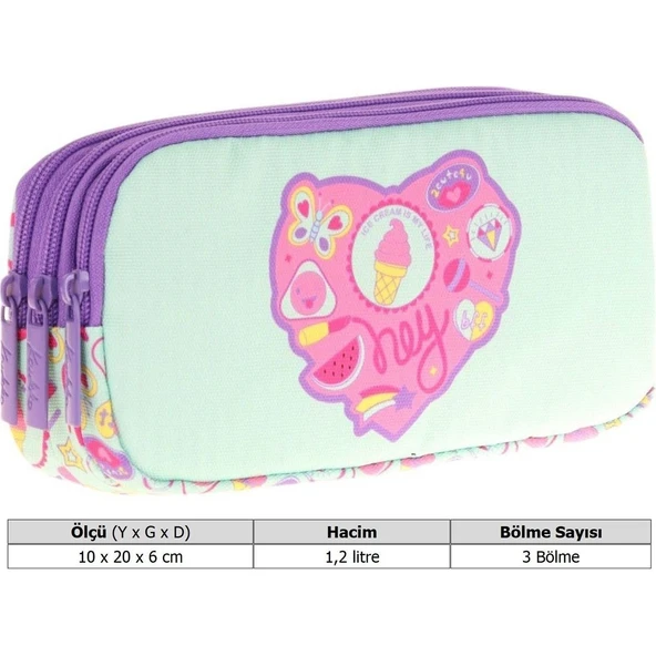 Kaukko Kıds 3 Bölmeli Kalem Çantası (paterned Candy) - Resim 3