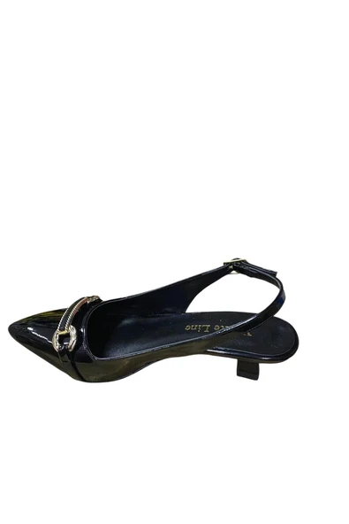 WHİTE LİNE Kadın Tokalı Kısa İnce Topuk Rugan Stiletto - Resim 4