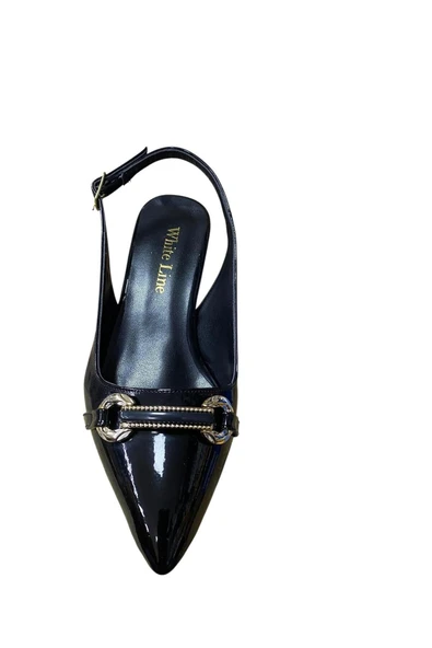 WHİTE LİNE Kadın Tokalı Kısa İnce Topuk Rugan Stiletto - Resim 2