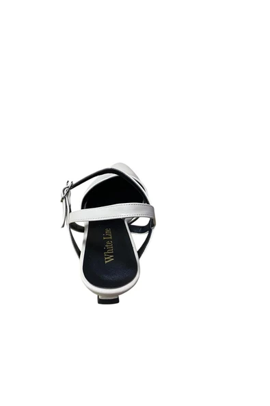 WHİTE LİNE Kadın Arkası Açık Burnu Kapalı kısa Kadeh Topuk Stiletto - Resim 5