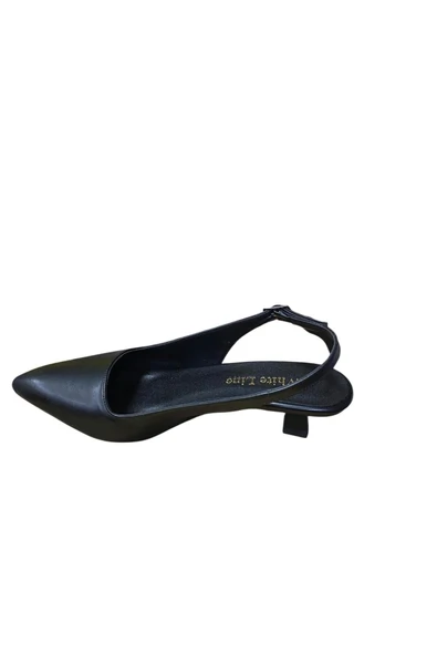 WHİTE LİNE Kadın Arkası Açık Burnu Kapalı Kısa İnce Topuk Stiletto - Resim 4