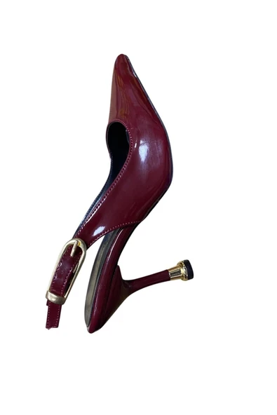 güven kundura Kadın Arkası Açık Metal Topuk Stiletto - 7