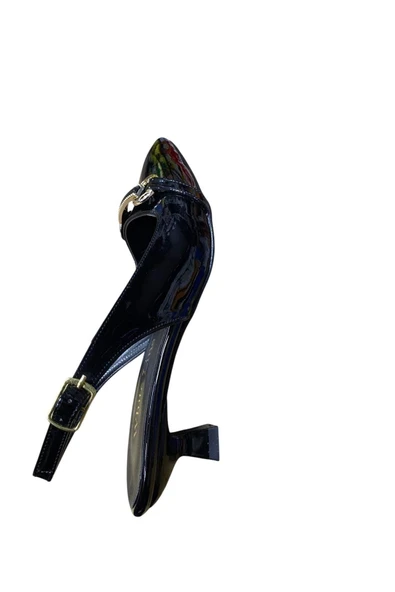 WHİTE LİNE Kadın Tokalı Kısa İnce Topuk Rugan Stiletto - Resim 3