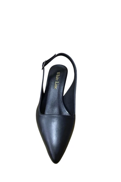 WHİTE LİNE Kadın Arkası Açık Burnu Kapalı Kısa İnce Topuk Stiletto - Resim 2