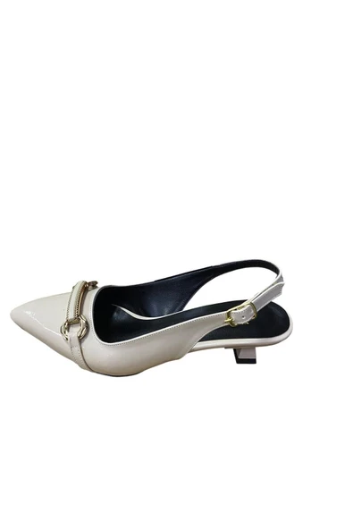 WHİTE LİNE Kadın Tokalı Kısa İnce Topuk Rugan Stiletto - Resim 6