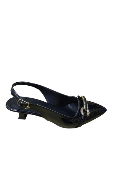 WHİTE LİNE Kadın Tokalı Kısa İnce Topuk Rugan Stiletto ürün görseli