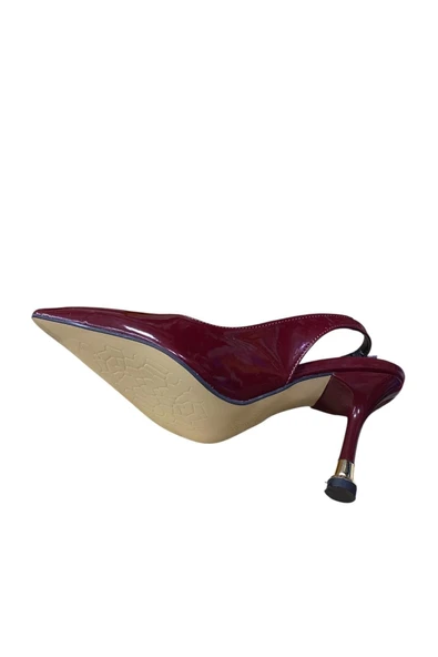 güven kundura Kadın Arkası Açık Metal Topuk Stiletto - 8
