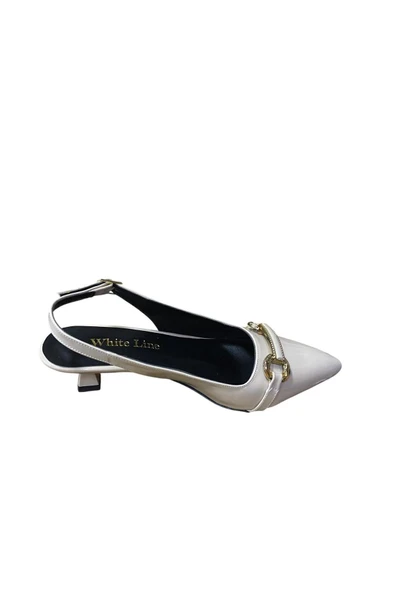 WHİTE LİNE Kadın Tokalı Kısa İnce Topuk Rugan Stiletto - Resim 10