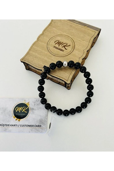 GERÇEK OBSİDYEN TAŞI BİLEKLİK MK.009.029 - Resim 3