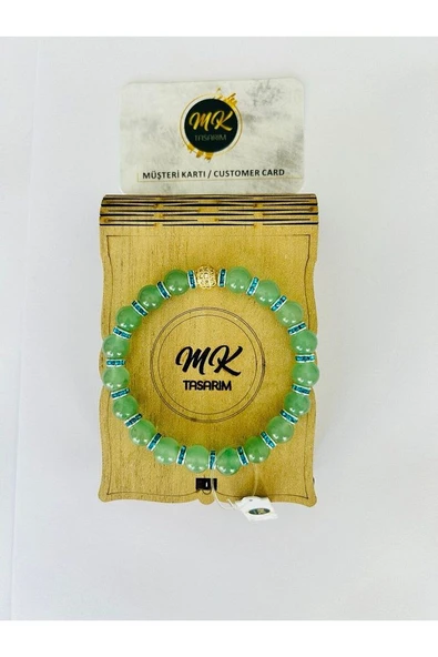 MK TASARIM GERÇEK AVENTURİN TAŞI BİLEKLİK MK.032.001 - Resim 2