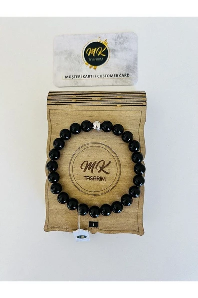 GERÇEK OBSİDYEN TAŞI BİLEKLİK MK.009.029 - Resim 2