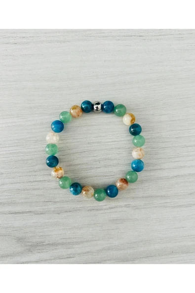 MK TASARIM GERÇEK APATİT - AVENTURİN- SİTRİN TAŞI BİLEKLİK MKT004 ürün görseli