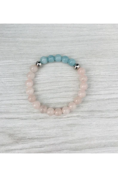 MK TASARIM PEMBE KUVARS- MAVİ KUVARS BİLEKLİK MKT051 ürün görseli