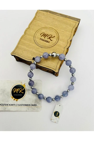 Gerçek Mor Kuvars (ARA KÜÇÜK TAŞLAR HEMATİT TAŞIDIR) Bileklik Mk.020.020 - Resim 3