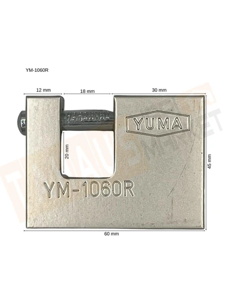 Yuma Kilit Yuma Asma Kilit Kayar Milli Yatay Gri 60 mm - 1