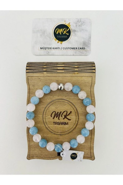 GERÇEK PEMBE MAVİ KUVARS TAŞI BİLEKLİK MK.021.010 ürün görseli