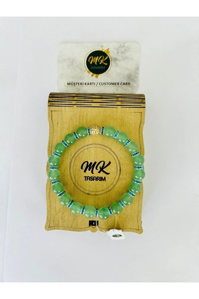 MK TASARIM GERÇEK AVENTURİN TAŞI BİLEKLİK MK.032.001 - Resim 4