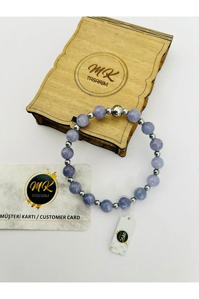 Gerçek Mor Kuvars (ARA KÜÇÜK TAŞLAR HEMATİT TAŞIDIR) Bileklik Mk.020.020 - Resim 2