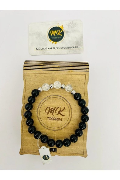 GERÇEK OBSİDYEN- NECEF TAŞI BİLEKLİK MK.003.026 - Resim 3