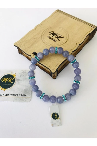 MK TASARIM  GERÇEK MOR KUVARS TAŞI BİLEKLİK MK.028.7 - Resim 4