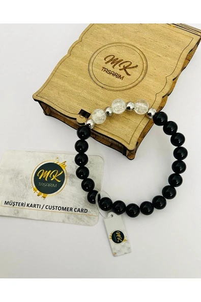 GERÇEK OBSİDYEN- NECEF TAŞI BİLEKLİK MK.003.026 - Resim 2