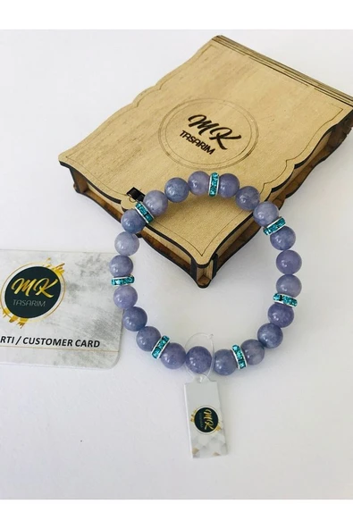 MK TASARIM  GERÇEK MOR KUVARS TAŞI BİLEKLİK MK.028.7 - Resim 2