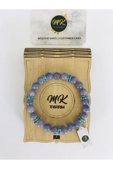 MK TASARIM  GERÇEK MOR KUVARS TAŞI BİLEKLİK MK.028.7 - Resim 3