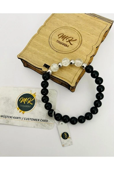 GERÇEK OBSİDYEN- NECEF TAŞI BİLEKLİK MK.003.026 - Resim 4