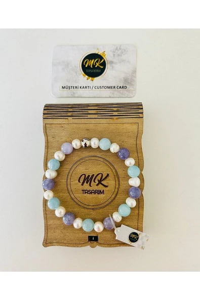 Gerçek Inci-mavi- Mor Kuvars Bileklik MKT.1.95 ürün görseli