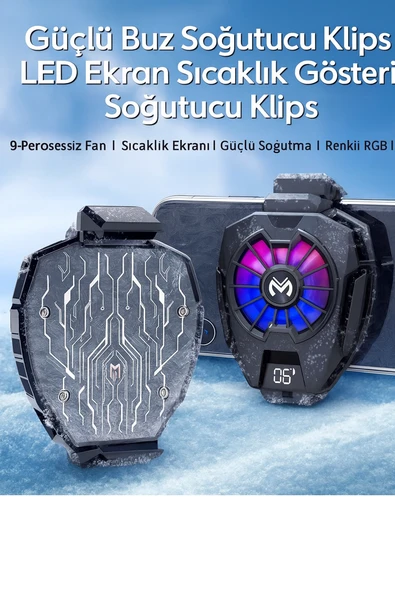 qasul Dijital Göstergeli RGB Led Işıklı Gamer Oyuncu Telefon Ve Tablet Soğutucu - 6