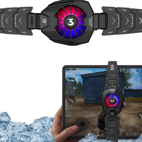 qasul Dijital Göstergeli RGB Led Işıklı Gamer Oyuncu Telefon Ve Tablet Soğutucu