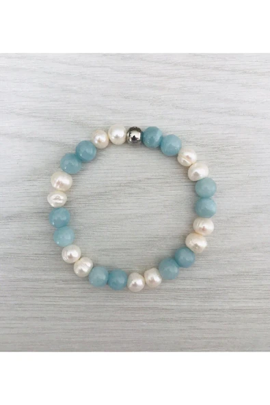 GERÇEK İNCİ- MAVİ KUVARS TAŞI BİLEKLİK MKT20250007 ürün görseli