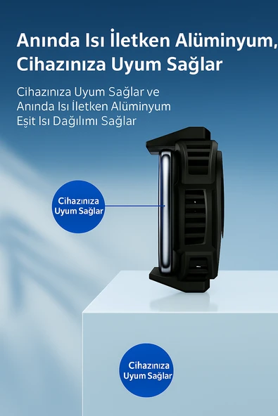 qasul Dijital Göstergeli RGB Led Işıklı Gamer Oyuncu Telefon Ve Tablet Soğutucu - 5