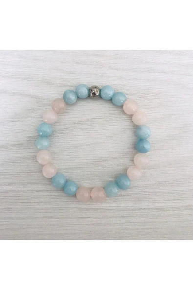 MK TASARIM GERÇEK PEMBE- MAVİ KUVARS TAŞI BİLEKLİK MKT20250006 ürün görseli