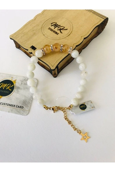 MK TASARIM GERÇEK AYTAŞI SİTRİN TAŞI BİLEKLİK MK.36.1 - Resim 2