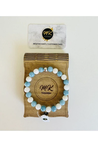 GERÇEK AYTAŞI MAVİ KUVARS TAŞI BİLEKLİK | ÖZEL KUTUSUNDA | MÜŞTERİ KARTLI MK.021.003 ürün görseli
