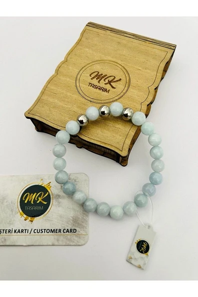 GERÇEK AKUAMARİİN TAŞI BİLEKLİK MK.013.014 - Resim 4