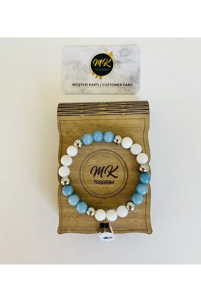 GERÇEK AYTAŞI - MAVİ KUVARS TAŞI BİLEKLİK MK.023.001 - Resim 2