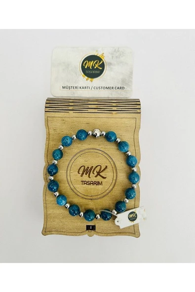 Gerçek Apatit Taşı Bileklik (ARA KÜÇÜK TAŞLAR HEMATİT TAŞIDIR) Mk.020.008 - Resim 7