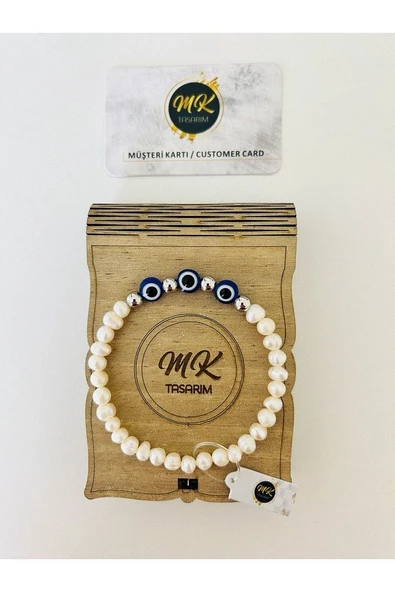 GERÇEK İNCİ NAZAR BONCUĞU BİLEKLİK | ÖZEL KUTUSUNDA | MÜŞTERİ KARTLI MK.002.002 - Resim 3